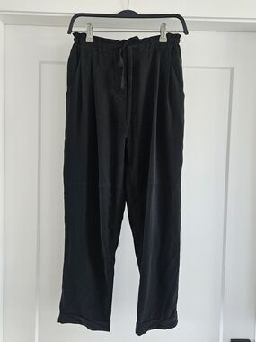 Aritzia Wilfred Black 100% Silk Womens Trousers Sz Small Drawstring